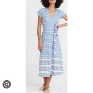 Marine Layer Maddie Wrap Dress XS in Blue Stripe